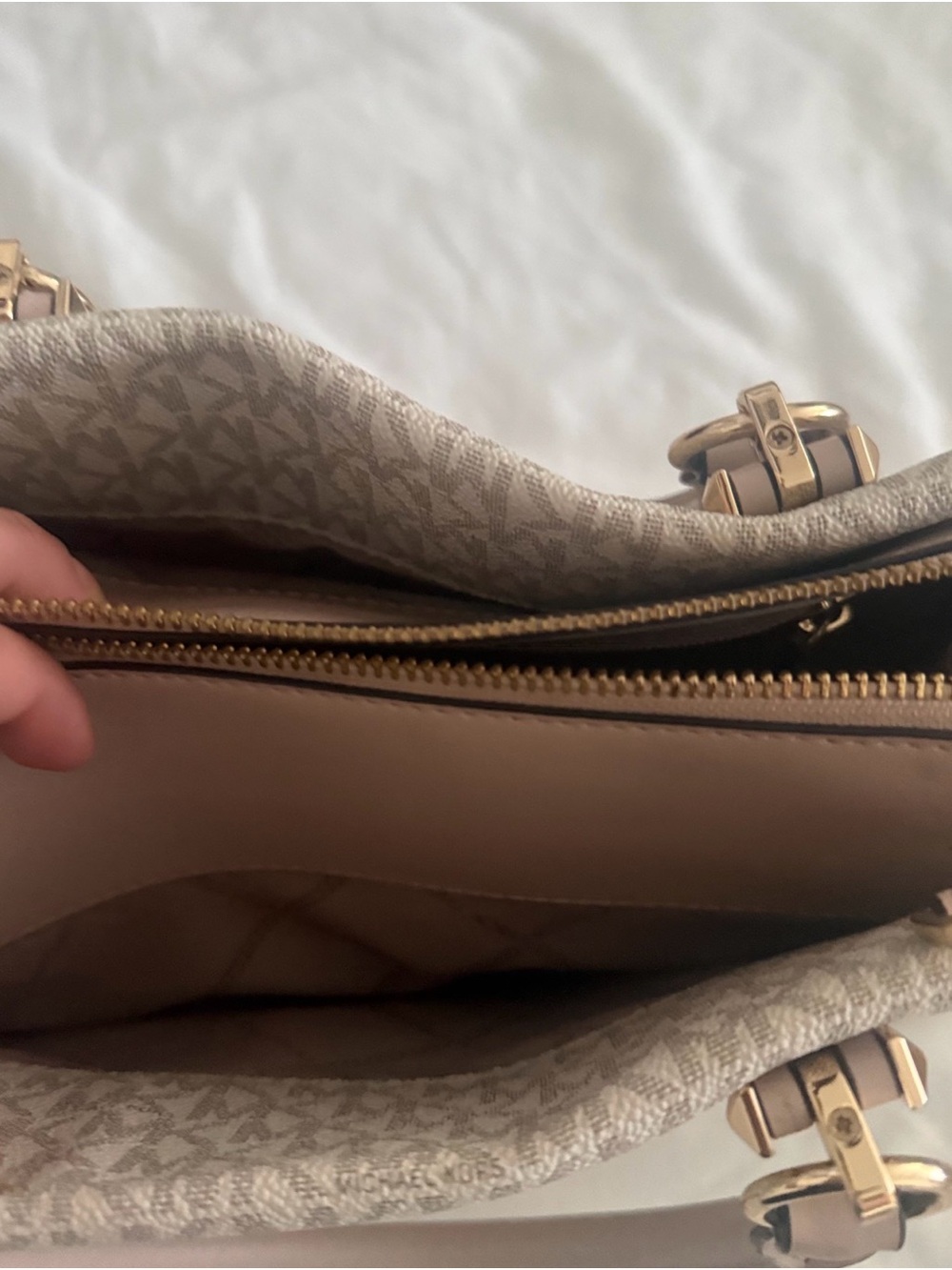 Michael Kors Beige and Pale Pink Signature Satchel - Picture 7 of 7